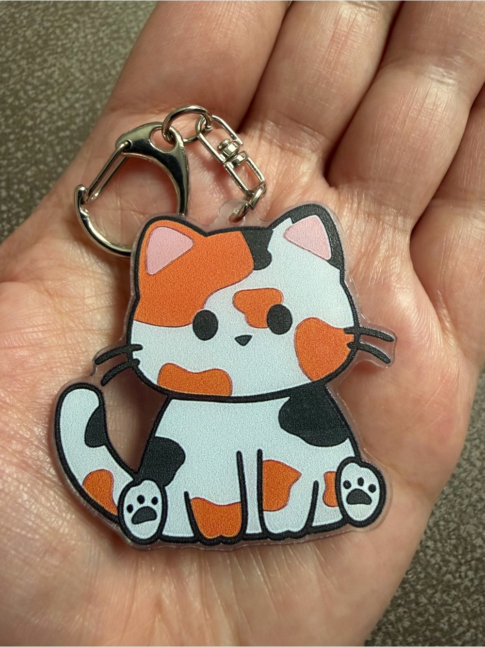 Cute Calico Cat Keychain - Orange and White Cat Charm
